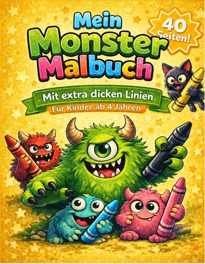 Cover von Mein Monster Malbuch für Kinder ab 4 Jahren Mit extra dicken Linien | 40 Seiten Malspaß mit süßen Monstern