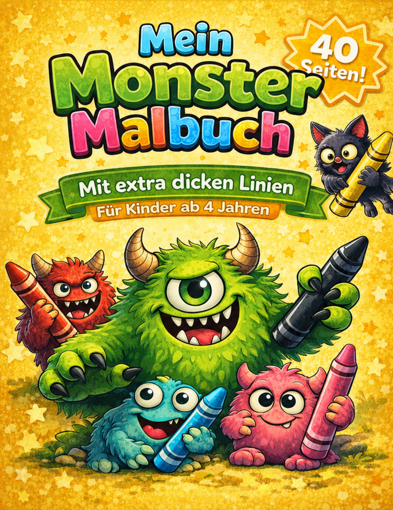 Cover von Mein Monster Malbuch für Kinder ab 4 Jahren Mit extra dicken Linien | 40 Seiten Malspaß mit süßen Monstern: Einfaches Ausmalbuch für Kleinkinder | Fördert Kreativität und Motorik
