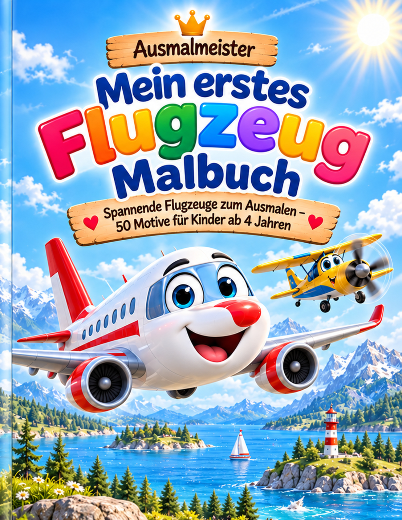 Cover von Mein Flugzeug Malbuch: 40 einfache Ausmalbilder für Kinder von 4 bis 8 Jahren