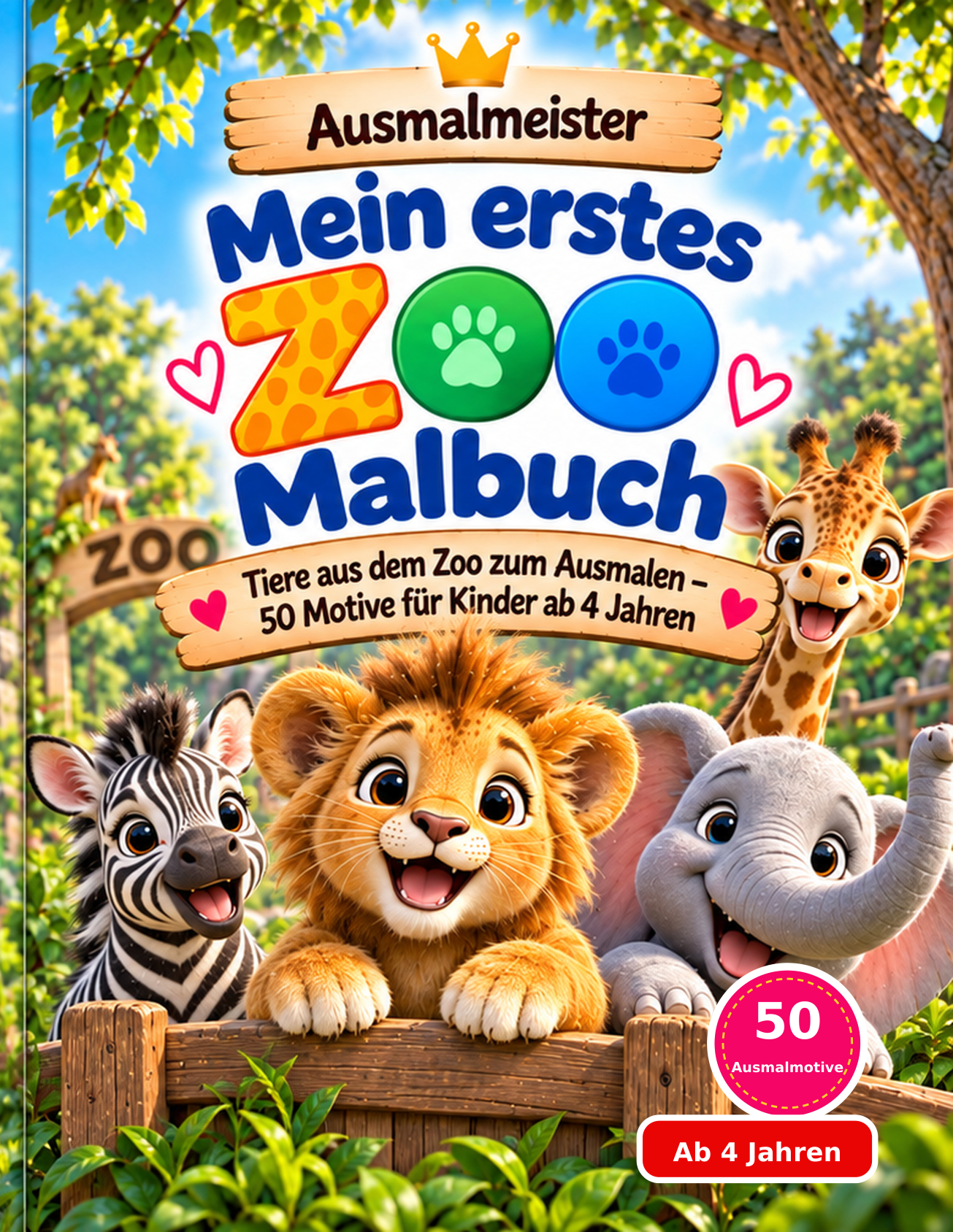 Cover von Mein Zoo Malbuch: Niedliche Tiere zum Ausmalen